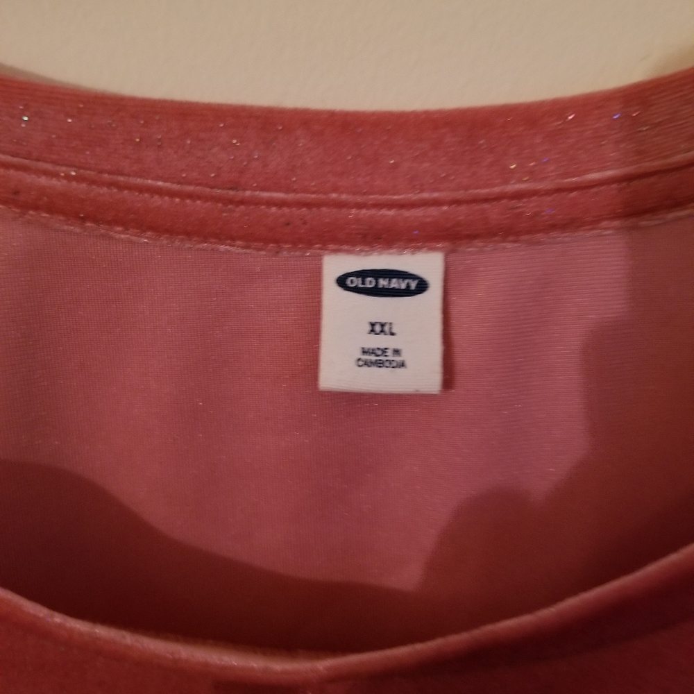 Old Navy pink short sleeves shirt, velvet size XXL